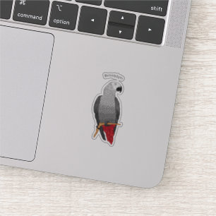 African grey parrot cartoon illustration sticker