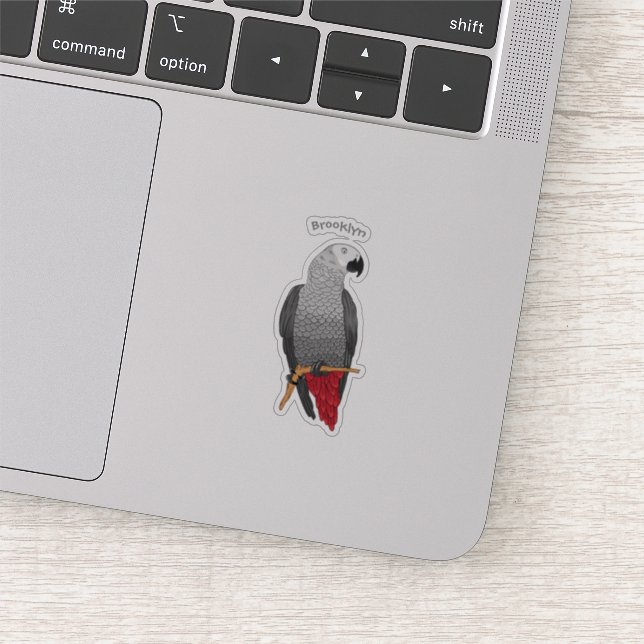 African grey parrot cartoon illustration  sticker (Detail)