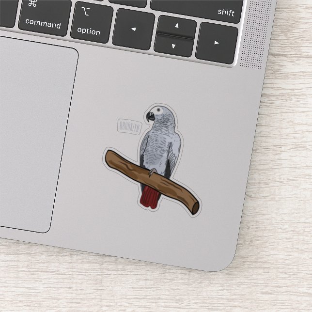 African grey parrot cartoon illustration  sticker (Detail)