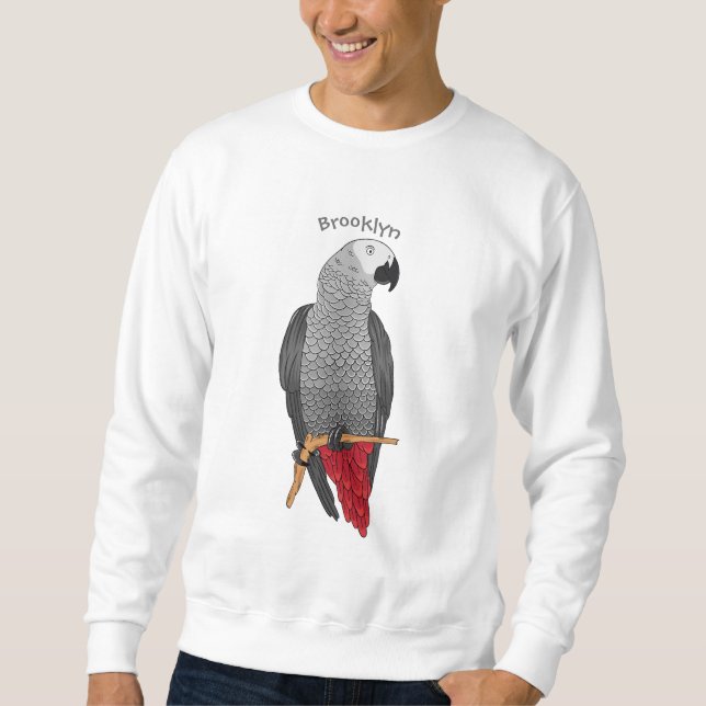 African grey parrot cartoon illustration  sweatshirt (Front)