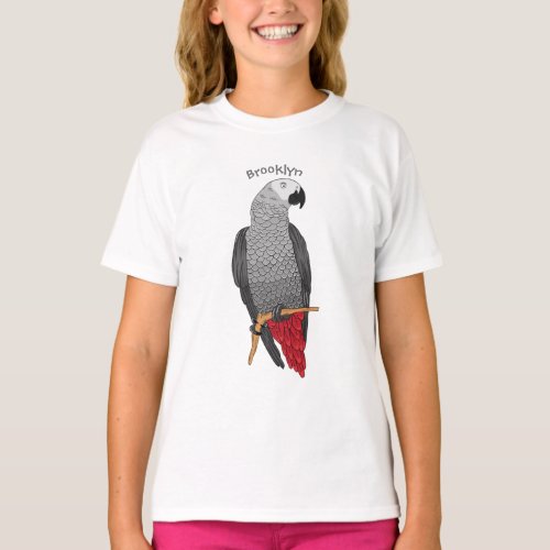 African grey parrot cartoon illustration T_Shirt