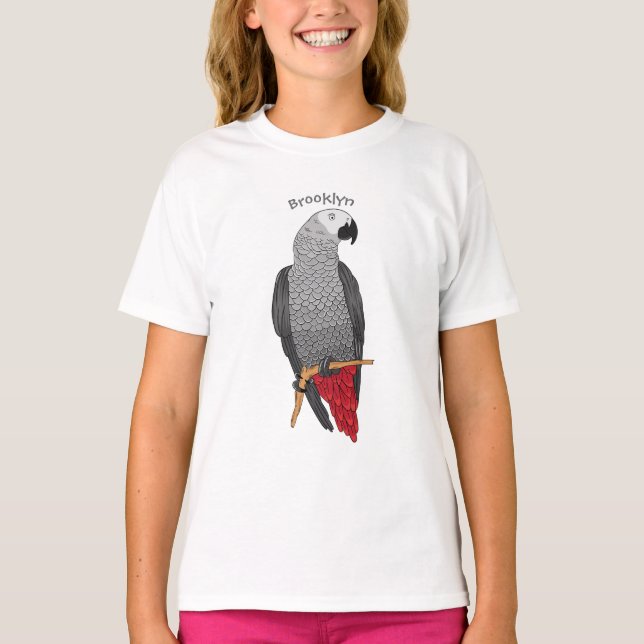 African grey parrot cartoon illustration T-Shirt (Front)