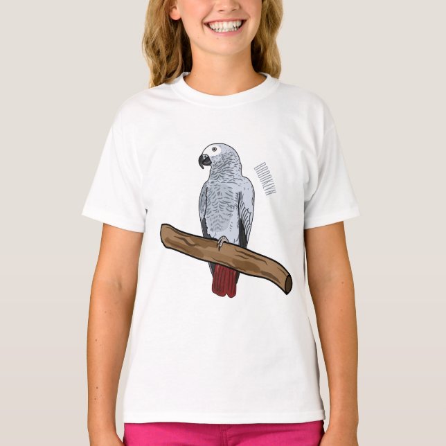 African grey parrot cartoon illustration  T-Shirt (Front)