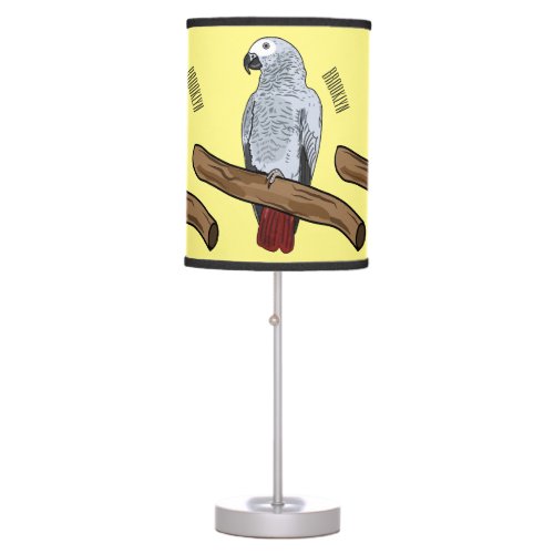 African grey parrot cartoon illustration  table lamp