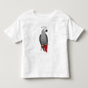 African grey parrot cartoon illustration toddler t-shirt