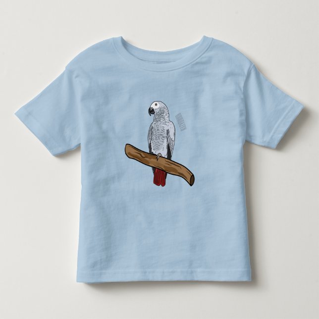 African grey parrot cartoon illustration  toddler t-shirt (Front)