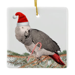 African Grey Parrot Ceramic Christmas Ornament