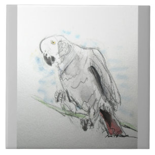 African Grey Parrot Ceramic Tile