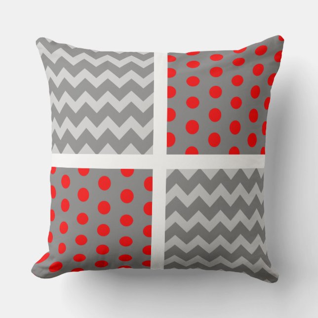 African Grey Parrot Chevron/Polka Dot Pillow (Front)