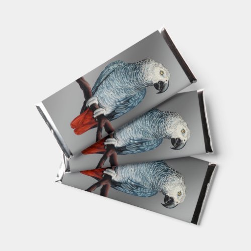 African Grey Parrot Chocolate Personalized  Hershey Bar Favors