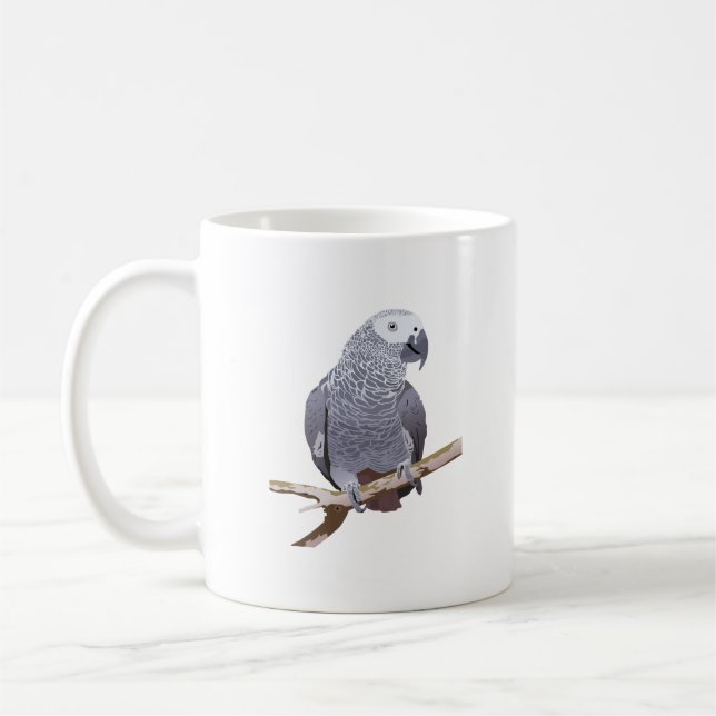 African Grey Parrot Coffee Mug (Left)