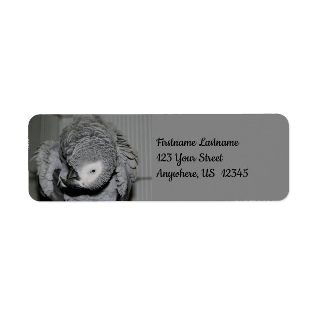 African Grey Parrot Cute Bird #2 Address Label (Front)