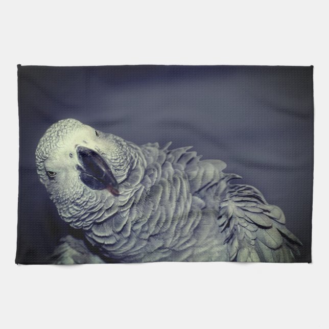 African Grey Parrot Cute Bird   Kitchen Towel (Horizontal)