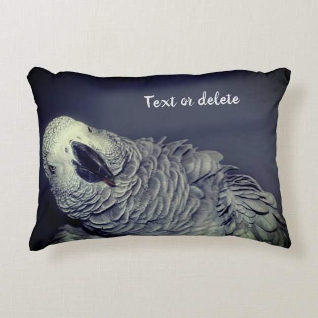 African Grey Parrot Cute Bird Personalized Accent Pillow (Front)