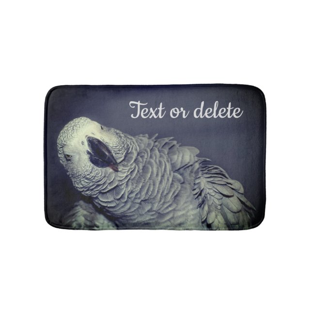 African Grey Parrot Cute Bird Personalized Bath Mat (Front)