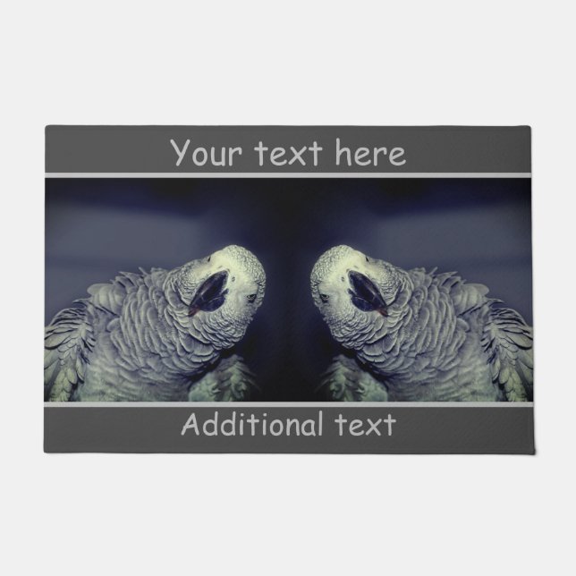African Grey Parrot Cute Bird Personalized   Doormat (Front)