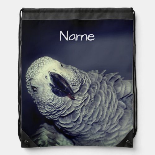 African Grey Parrot Cute Bird Personalized Drawstring Bag