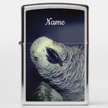 African Grey Parrot Cute Bird Personalized Zippo Lighter by SmilinEyesTreasures at Zazzle