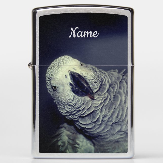 African Grey Parrot Cute Bird Personalized Zippo Lighter (Front)