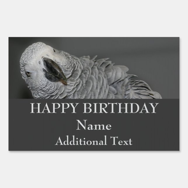 African Grey Parrot Cute Happy Birthday  Sign (Front)