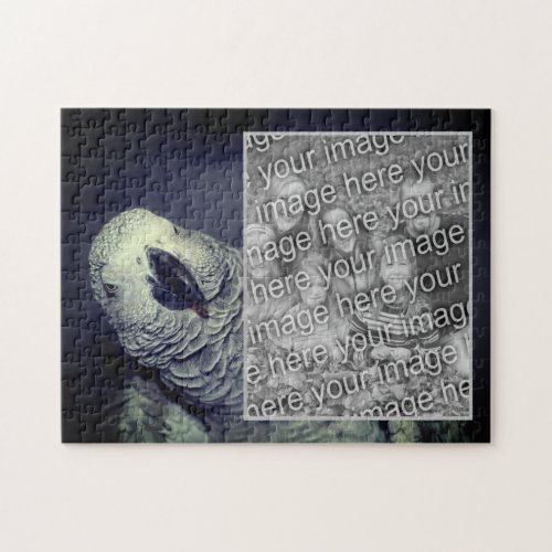 African Grey Parrot Frame Add Your Photo Jigsaw Puzzle