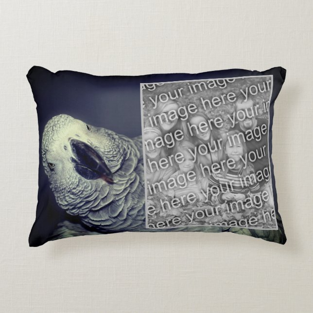African Grey Parrot Frame Create Your Own Photo Accent Pillow (Front)