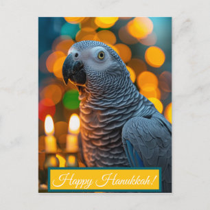 African Grey Parrot Hanukkah Card 