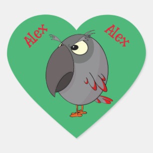 African Grey parrot Heart Sticker