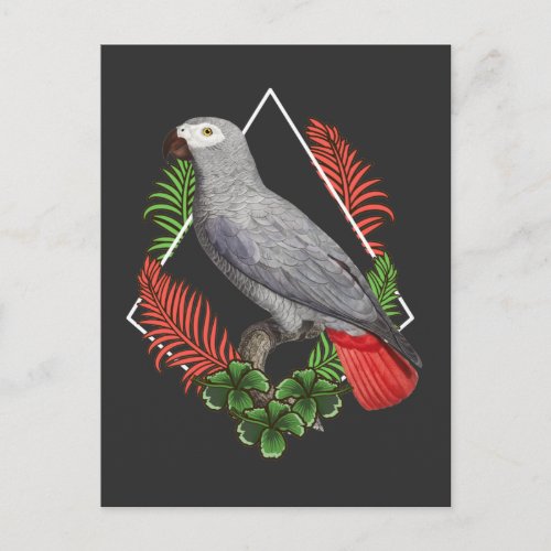 African Grey Parrot Lover Flower Postcard