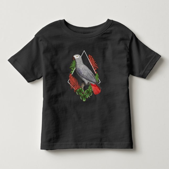 African Grey Parrot Lover Flower Toddler T-shirt (Front)