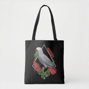 African Grey Parrot Lover Flower Tote Bag