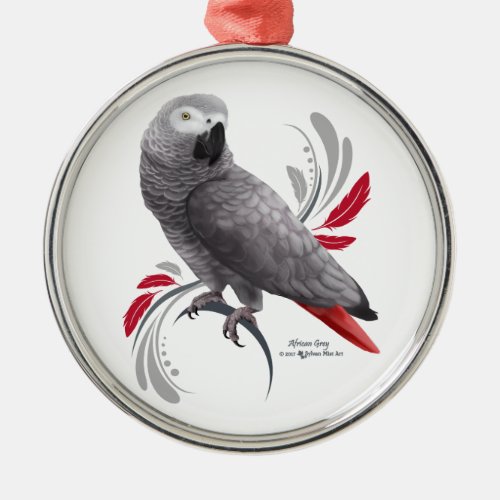 African Grey Parrot Metal Ornament