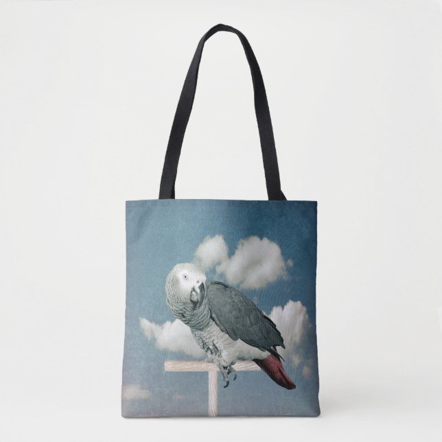 African Grey Parrot on a tote bag (Front)