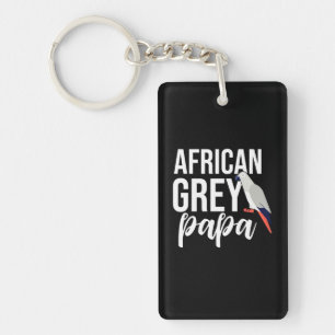 African Grey Parrot Papa Keychain