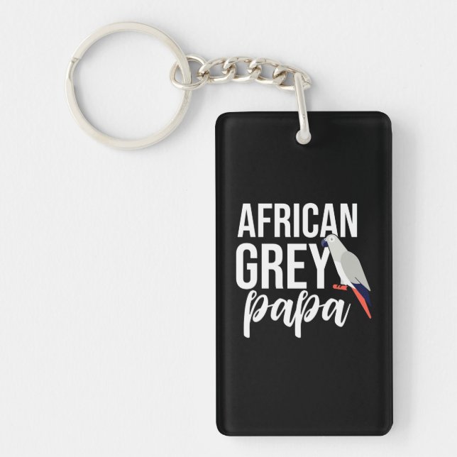 African Grey Parrot Papa Keychain (Front)