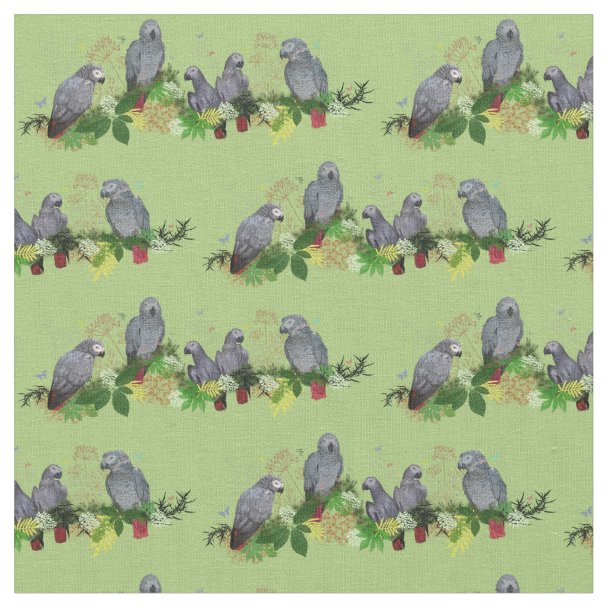 Green Birds Fabric
