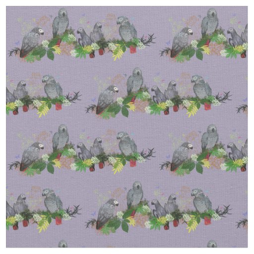 African Grey Parrot Party Fabric (Lilac)
