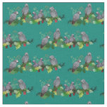 African Grey Parrot Party Fabric (Turquoise)