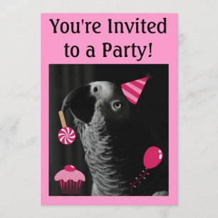 African Grey Parrot Party Invitation