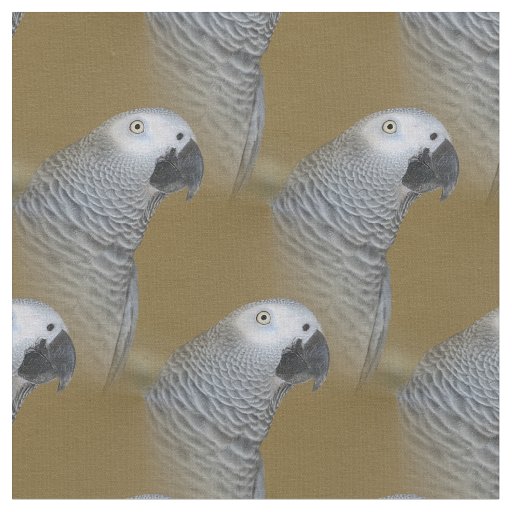 African Grey Parrot Profile Fabric