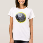African Grey Parrot Realistic Painting T-Shirt