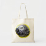African Grey Parrot Realistic Painting Tote Bag