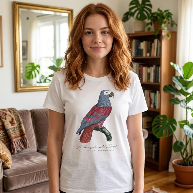 African Grey Parrot Red Factor Psittacus Erithacus T-Shirt (African Grey Parrot Red Factor Psittacus Erithacus. Women Basic White T-Shirt)