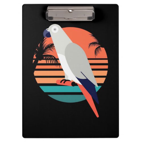 African Grey Parrot Retro Vintage Clipboard