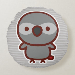 African Grey Parrot Round Pillow