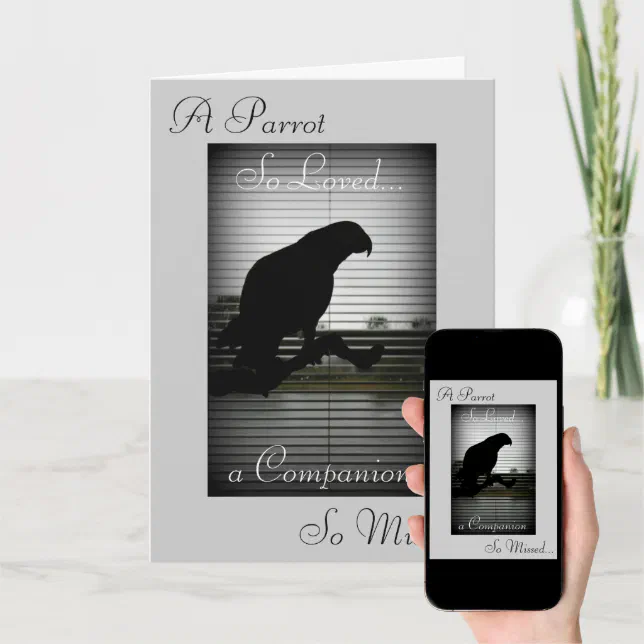 African Grey Parrot Silhouette Sympathy Card | Zazzle