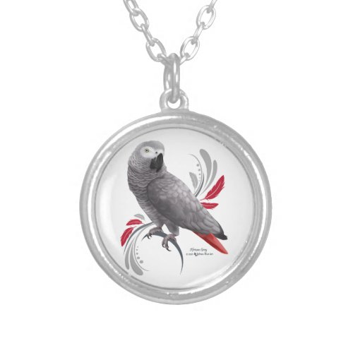 African Grey Parrot Silver Plated Necklace