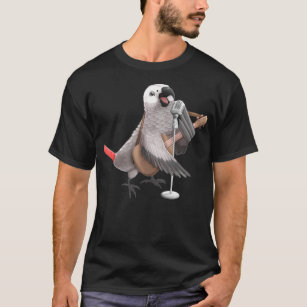 African Grey Parrot Singing Guitar Player Bird T-Shirt