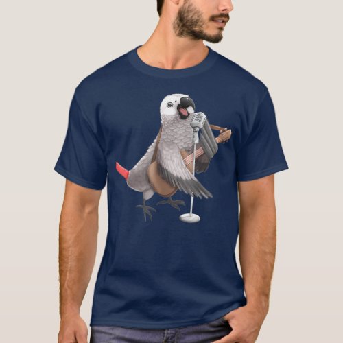 African Grey Parrot Singing Guitar Player Bird T_Shirt