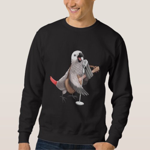 African Grey Parrot Singing Guitar Player Musician Sweatshirt